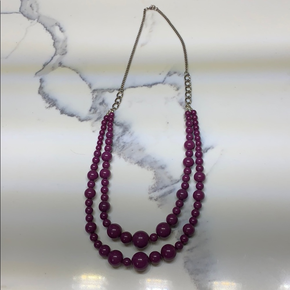 Purple Beaded Statement Necklace